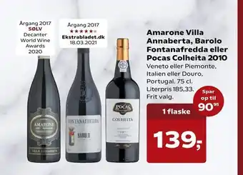 SuperBrugsen Amarone Villa Annaberta, Barolo Fontanafredda eller Pocas Colheita 2010 tilbud