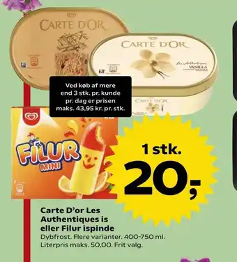 SuperBrugsen Carte D'or Les Authentiques is eller Filur ispinde tilbud
