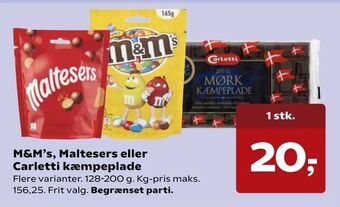 SuperBrugsen M&M's, Maltesers eller Carletti kæmpeplade tilbud