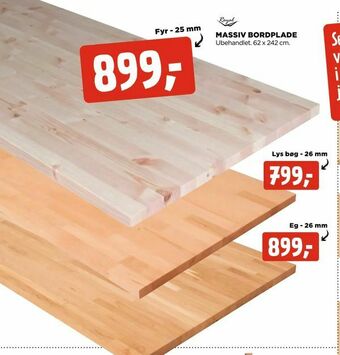 jem & fix Massiv bordplade tilbud