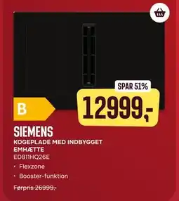 Skousen SIEMENS KOGEPLADE MED INDBYGGET EMHÆTTE tilbud