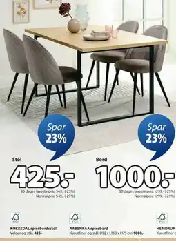 JYSK AABENRAA spisebord tilbud