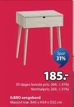 JYSK ILBRO sengebord tilbud