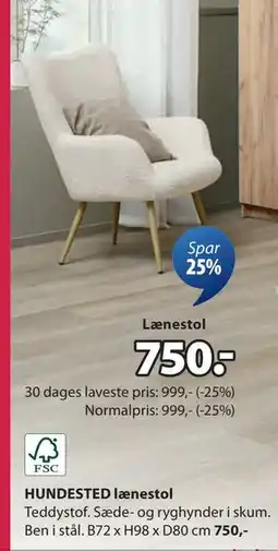 JYSK HUNDESTED lænestol tilbud