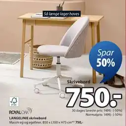 JYSK LANGELINIE skrivebord tilbud