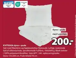 JYSK KVITEGGA dyne + pude tilbud