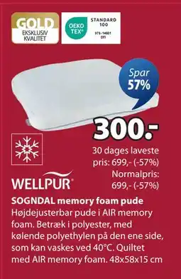 JYSK SOGNDAL memory foam pude tilbud