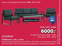 JYSK VONGE bord + sofa + 2 stole tilbud
