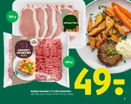 Coop 365 Hakket oksekød 4-7% eller koteletter tilbud