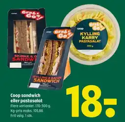 Coop 365 Coop sandwich eller pastasalat tilbud