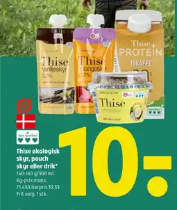 Coop 365 Thise økologisk skyr, pouch skyr eller drik tilbud
