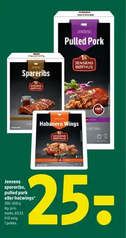 Coop 365 Jensens spareribs, pulled pork eller hotwings tilbud