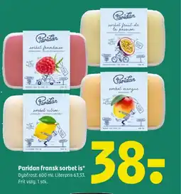 Coop 365 Paridan fransk sorbet is tilbud