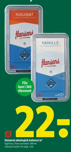 Coop 365 Hansens økologisk balance is tilbud