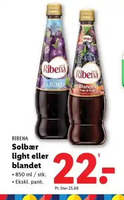 Lidl RIBENA Solbær light eller blandet tilbud