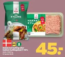 Netto Dansk hel kylling eller hakket kyllingekød 7-10% tilbud