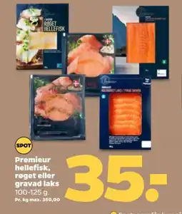 Netto Premieur hellefisk, røget eller gravad laks tilbud
