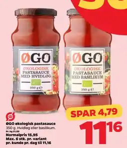 Netto ØGO Økologisk pastasauce tilbud