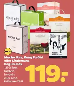 Netto Mucho mas, kung fu girl eller lindemans bag-in-box tilbud