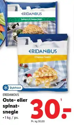 Lidl ERIDANOUS Oste- eller spinat- snegle tilbud