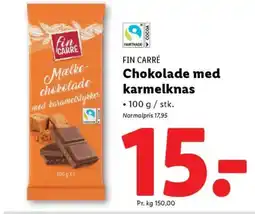 Lidl FIN CARRÉ Chokolade med karmelknas tilbud