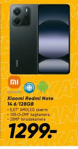 Bilka Xiaomi Redmi Note 14 6/128GB tilbud