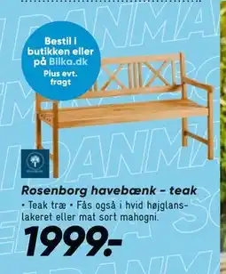 Bilka Rosenborg havebænk - teak tilbud