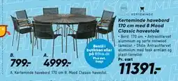 Bilka Kerteminde havebord 170 cm med 8 Mood Classic havestole tilbud