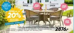Bilka Kos havebord med 4 Kos havestole - natur tilbud