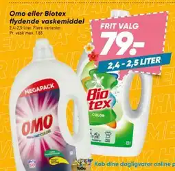 Bilka Omo eller Biotex flydende vaskemiddel tilbud