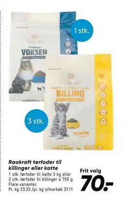Bilka Raakraft tørfoder til killinger eller katte tilbud