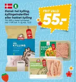 Bilka Dansk hel kylling, kyllingeinderfilet eller hakket kylling tilbud