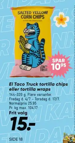 Bilka El Taco Truck tortilla chips eller tortilla wraps tilbud