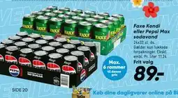 Bilka Faxe Kondi eller Pepsi Max sodavand tilbud