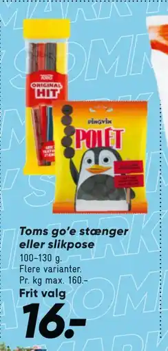 Bilka Toms go’e stænger eller slikpose tilbud