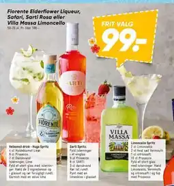 Bilka Fiorente Elderflower Liqueur, Safari, Sarti Rosa eller Villa Massa Limoncello tilbud
