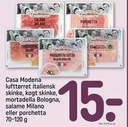 REMA 1000 Casa Modena lufttørret italiensk skinke, kogt skinke, mortadella Bologna tilbud