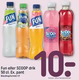 REMA 1000 Fun eller SCOOP drik 50 cl. Ex. pant tilbud