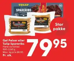 SPAR Gøl Pølser eller Tulip Spareribs tilbud