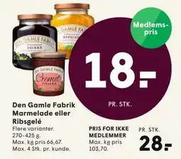 SPAR Den Gamle Fabrik Marmelade eller Ribsgelé tilbud