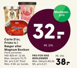 SPAR Carte D’or, Frisko Is i Bæger eller Magnum Bonbon tilbud