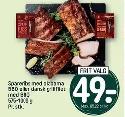 REMA 1000 Spareribs med alabama BBQ eller dansk grillfilet med BBQ tilbud