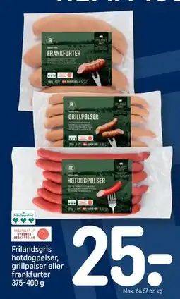 REMA 1000 Frilandsgris hotdogpølser, grillpølser eller frankfurter 375-400 g tilbud