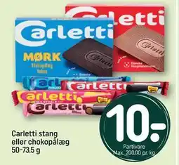 REMA 1000 Carletti stang eller chokopålæg 50-73.5 g tilbud
