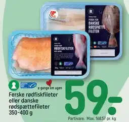 REMA 1000 Ferske rødfiskfileter eller danske rødspættefileter 350-400 g tilbud