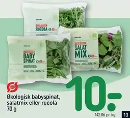 REMA 1000 Økologisk babyspinat, salatmix eller rucola 70 g tilbud