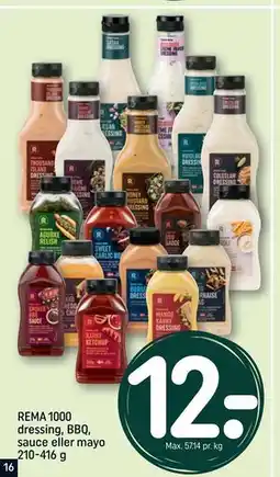 REMA 1000 REMA 1000 dressing, BBQ, sauce eller mayo 210-416 g tilbud