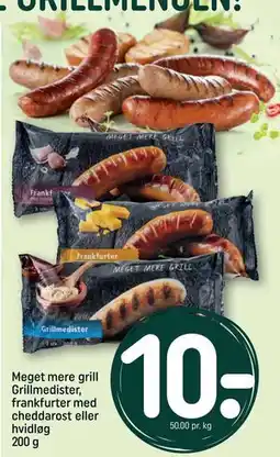 REMA 1000 Meget mere grill Grillmedister, frankfurter med cheddarost eller hvidløg 200 g tilbud