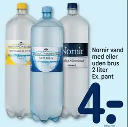 REMA 1000 Nornir vand med eller uden brus 2 liter tilbud