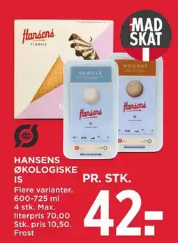 MENY HANSENS ØKOLOGISKE IS tilbud